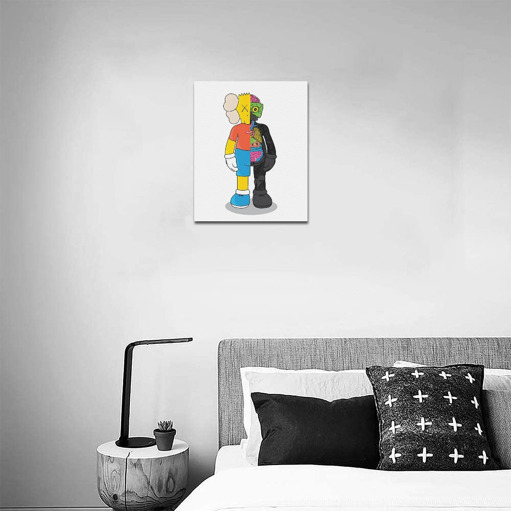 Simpsons KAWS Framed Canvas Wall Art Print 16 By 20 Inch Cotton Artwork