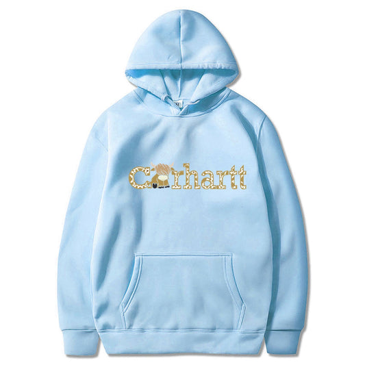 Womens Cow Print Carhartt Graphic Hoodie Long Sleeve Casual Pullover