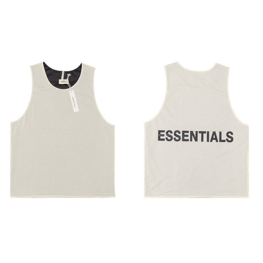 FOG Essentials Double Line Mesh Sleeveless Cotton Vest Tank Top for Men