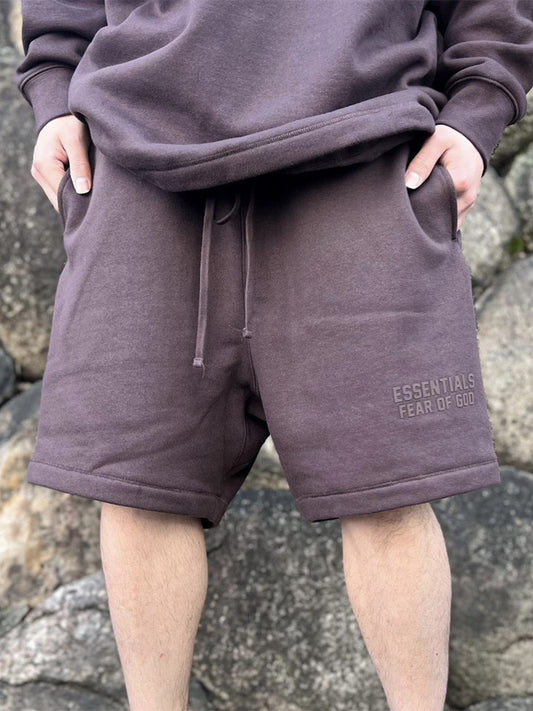 FOG Fear Of God Essentials Double Line Printed Loose Cotton Shorts For Men