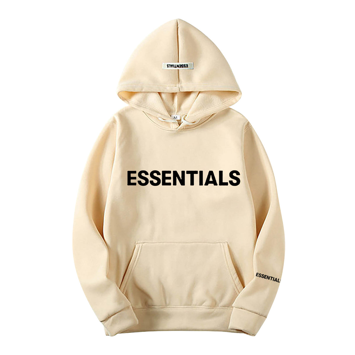 Essentials Letter Print Long Sleeve Hooded Pullover Sweatshirt Loose Fit