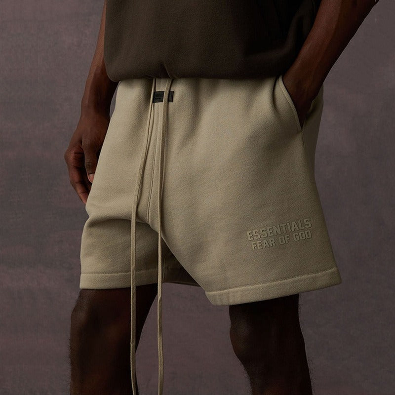 FOG Fear Of God Essentials Double Line Printed Loose Cotton Shorts For Men