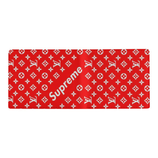 Supreme X LV Full Print Twill Leather Wallet for Men Compact Durable