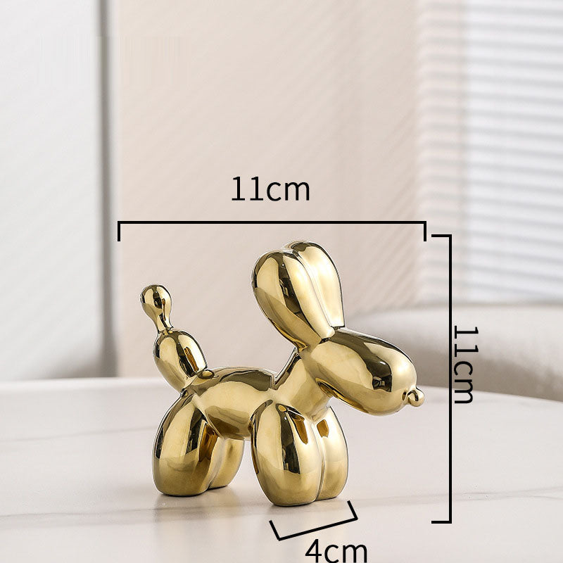Nordic Light Luxury Porcelain Balloon Dog Figurine Electroplated Decor
