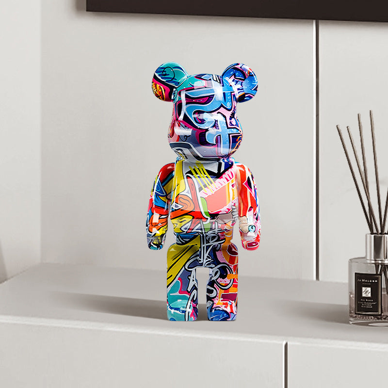Bearbrick Graffiti Bear Ornament 27CM Resin Living Room Decoration