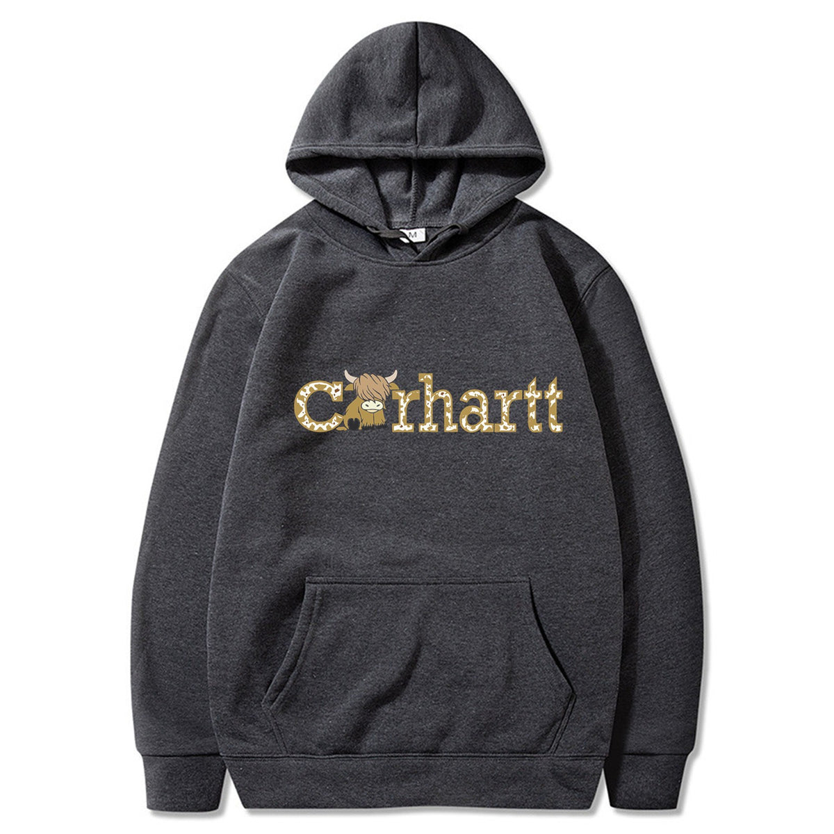 Womens Cow Print Carhartt Graphic Hoodie Long Sleeve Casual Pullover