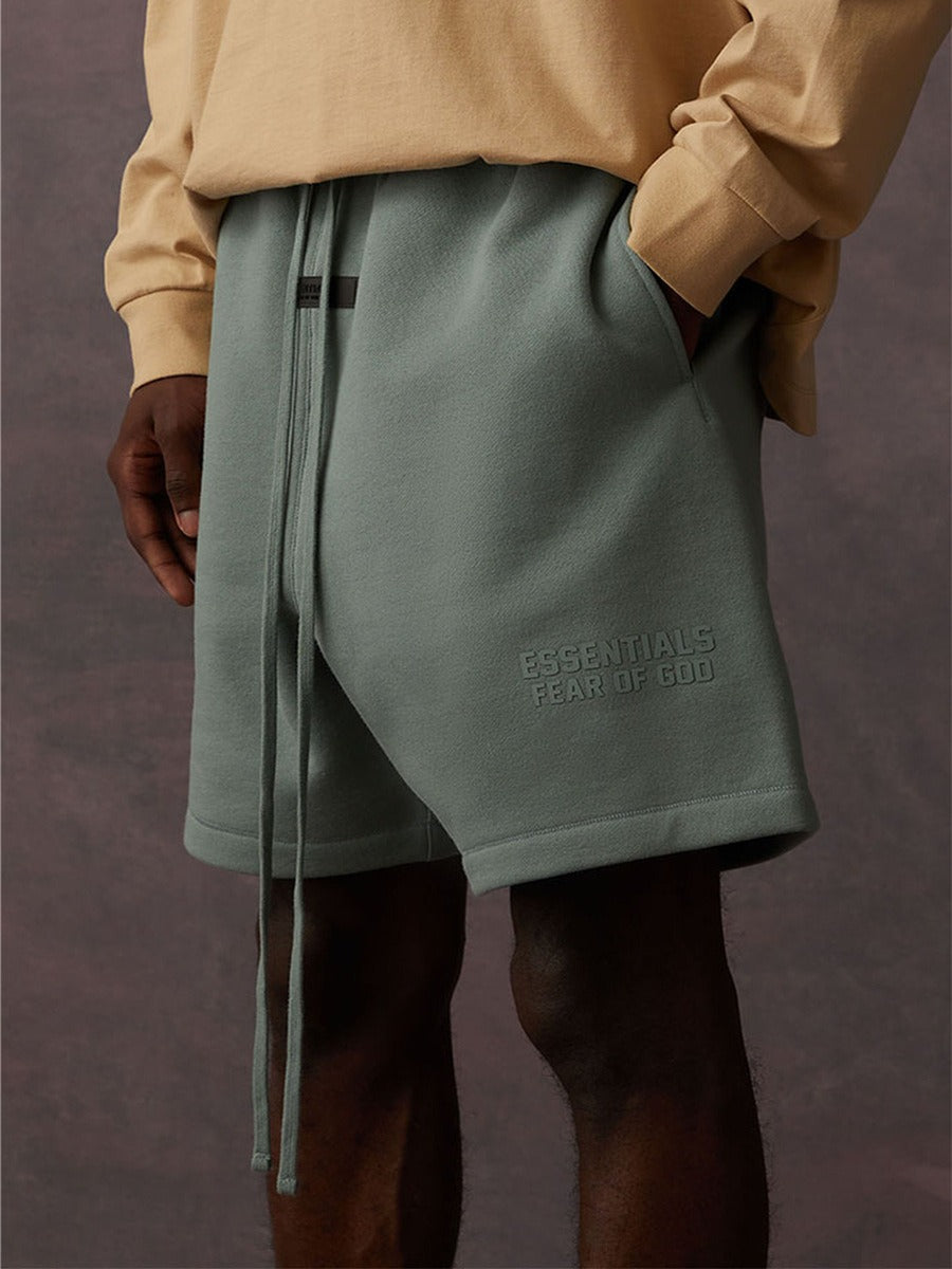 FOG Fear Of God Essentials Double Line Printed Loose Cotton Shorts For Men