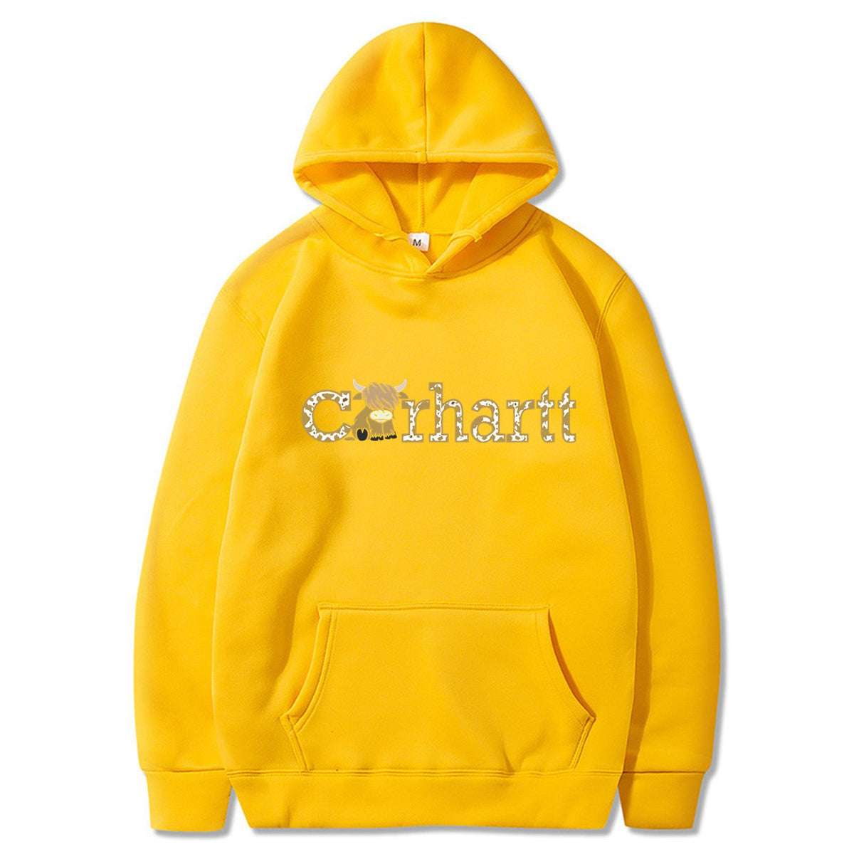 Womens Cow Print Carhartt Graphic Hoodie Long Sleeve Casual Pullover