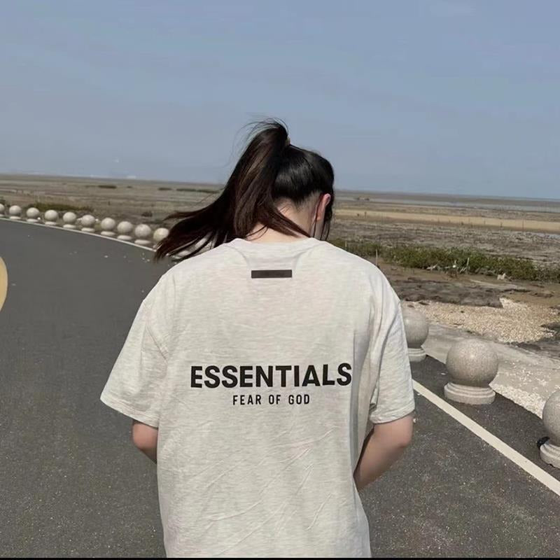 Fear Of God Essentials Season 8 Flocking Print Loose Fit Cotton T Shirt