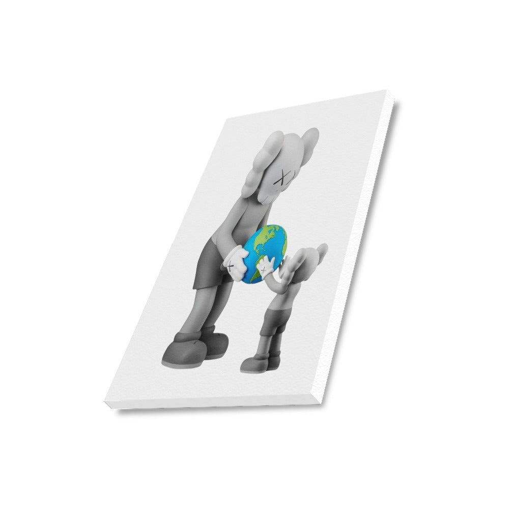 KAWS Framed Canvas Wall Art Print 16 x 20 Inch Cotton Canvas Display – Handmade Wood Frame