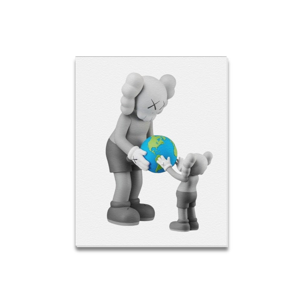 KAWS Framed Canvas Wall Art Print 16 x 20 Inch Cotton Canvas Display – Handmade Wood Frame