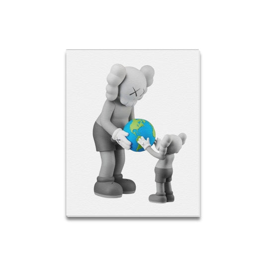 KAWS Framed Canvas Wall Art Print 16 x 20 Inch Cotton Canvas Display – Handmade Wood Frame