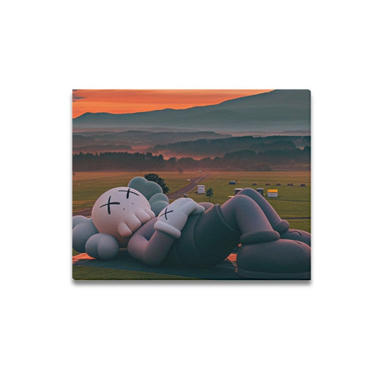KAWS Open Field Framed Canvas Wall Art Print 20 by 16 Inch