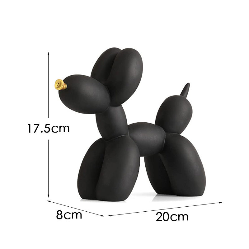 Black And White Plaid Balloon Dog Resin Ornament for Living Room Decor