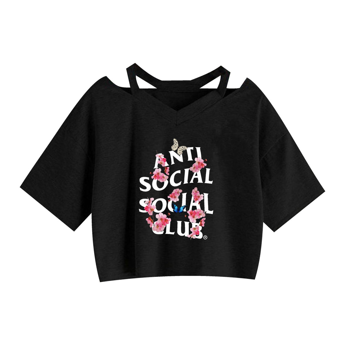 Womens Floral Print Cotton Strapless Crop Tank Top by ANTI SOCIAL SOCIAL CLUB