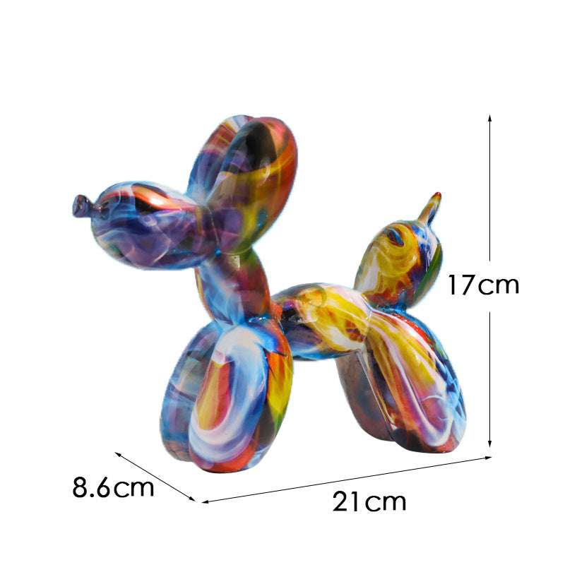 Black And White Plaid Balloon Dog Resin Ornament for Living Room Decor