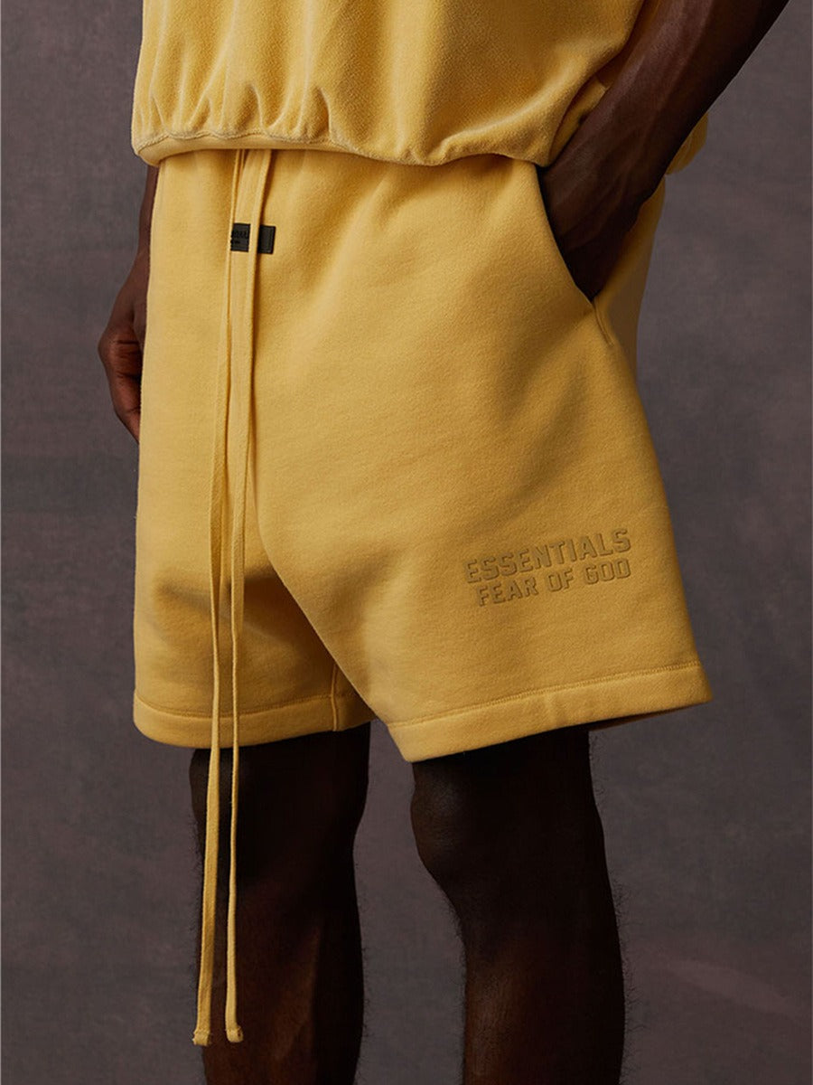 FOG Fear Of God Essentials Double Line Printed Loose Cotton Shorts For Men
