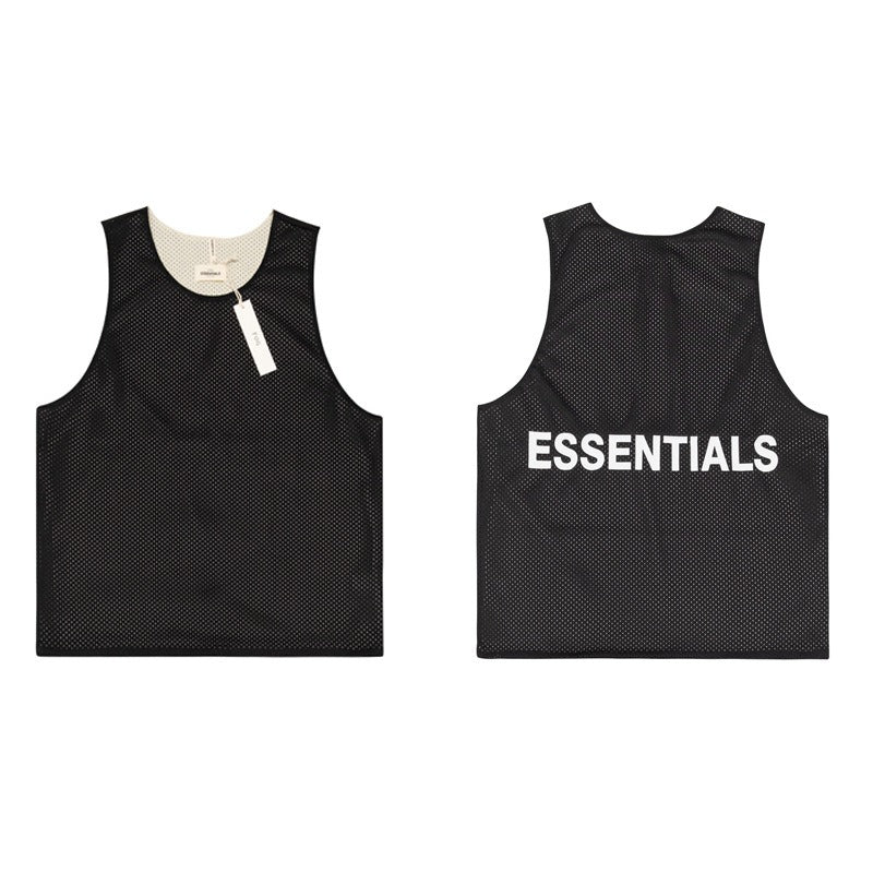 FOG Essentials Double Line Mesh Sleeveless Cotton Vest Tank Top for Men