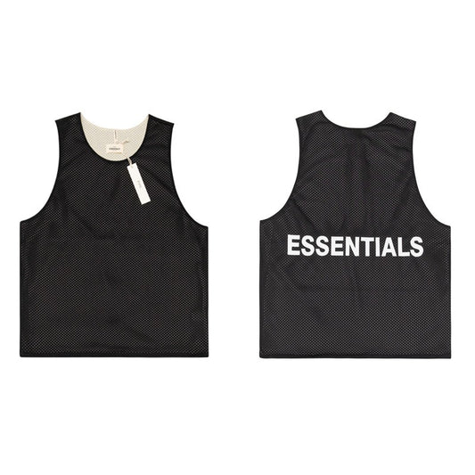 FOG Essentials Double Line Mesh Sleeveless Cotton Vest Tank Top for Men