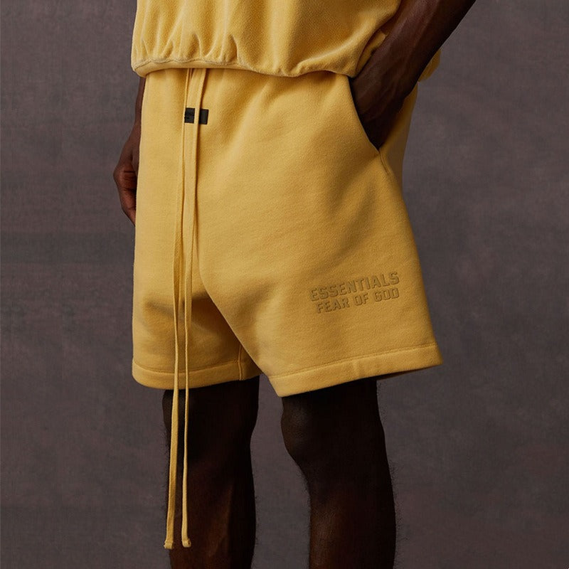 FOG Fear Of God Essentials Double Line Printed Loose Cotton Shorts For Men