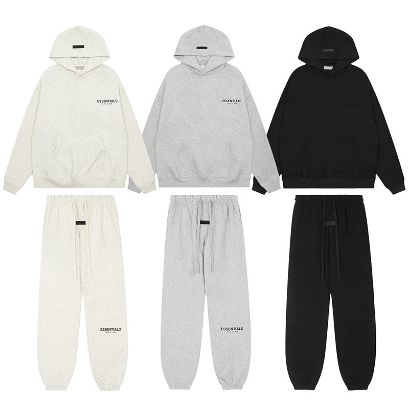 Fear Of God Essentials Flocked Letter Hooded Cotton Sweatshirt