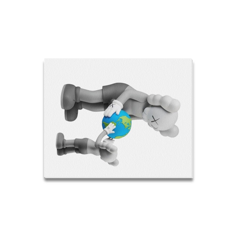 KAWS Framed Canvas Wall Art Print 16 x 20 Inch Cotton Canvas Display – Handmade Wood Frame