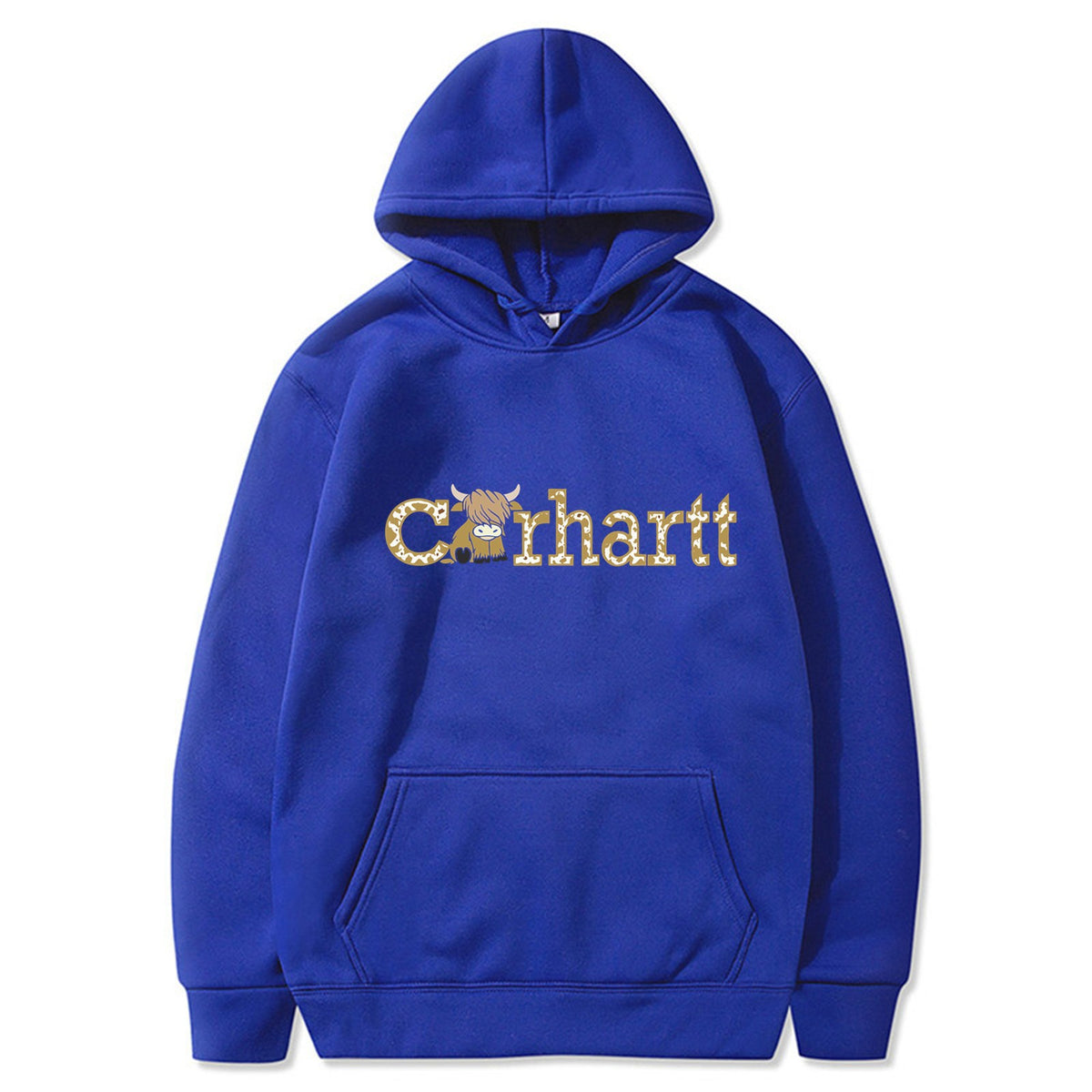 Womens Cow Print Carhartt Graphic Hoodie Long Sleeve Casual Pullover