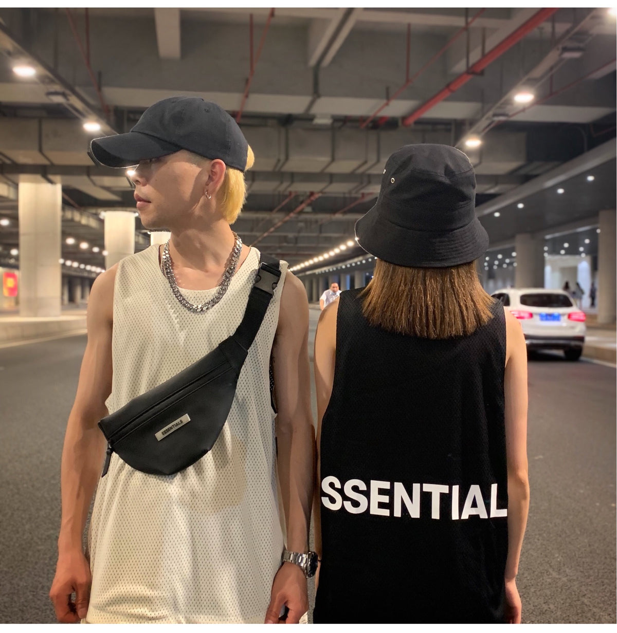 FOG Essentials Double Line Mesh Sleeveless Cotton Vest Tank Top for Men