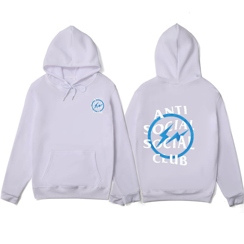 Mens Anti Social Club Letter Print Long Sleeve Hooded Sweatshirt
