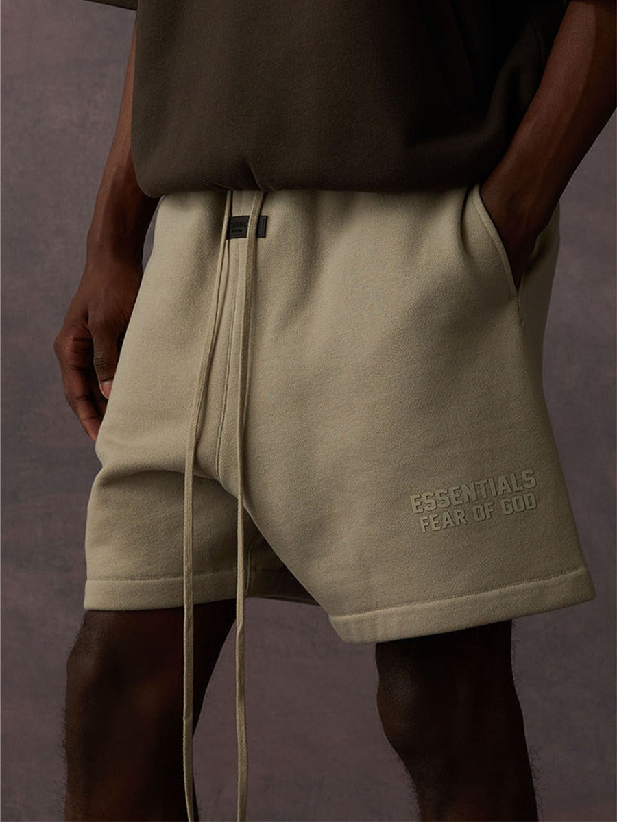 FOG Fear Of God Essentials Double Line Printed Loose Cotton Shorts For Men