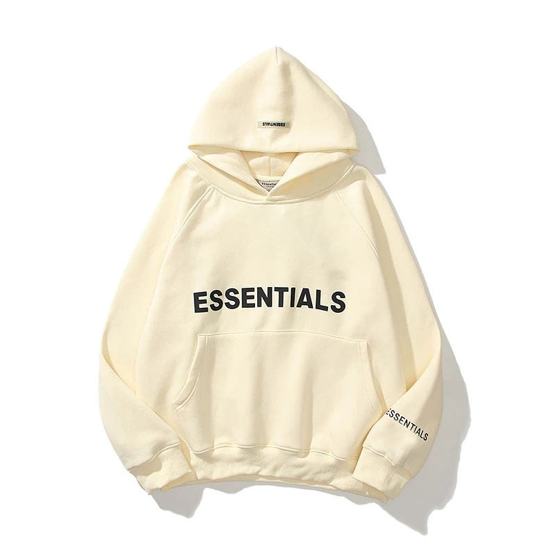 FEAROFGOD Essentials Double Line Fleece Hoodie Unisex Letter Print Sweatshirt