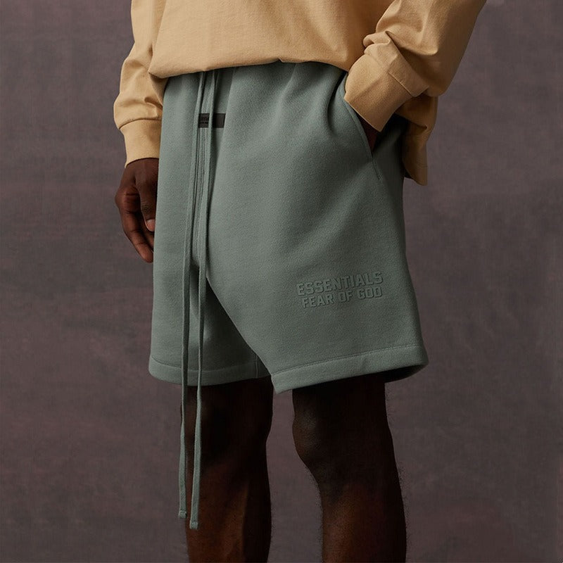 FOG Fear Of God Essentials Double Line Printed Loose Cotton Shorts For Men