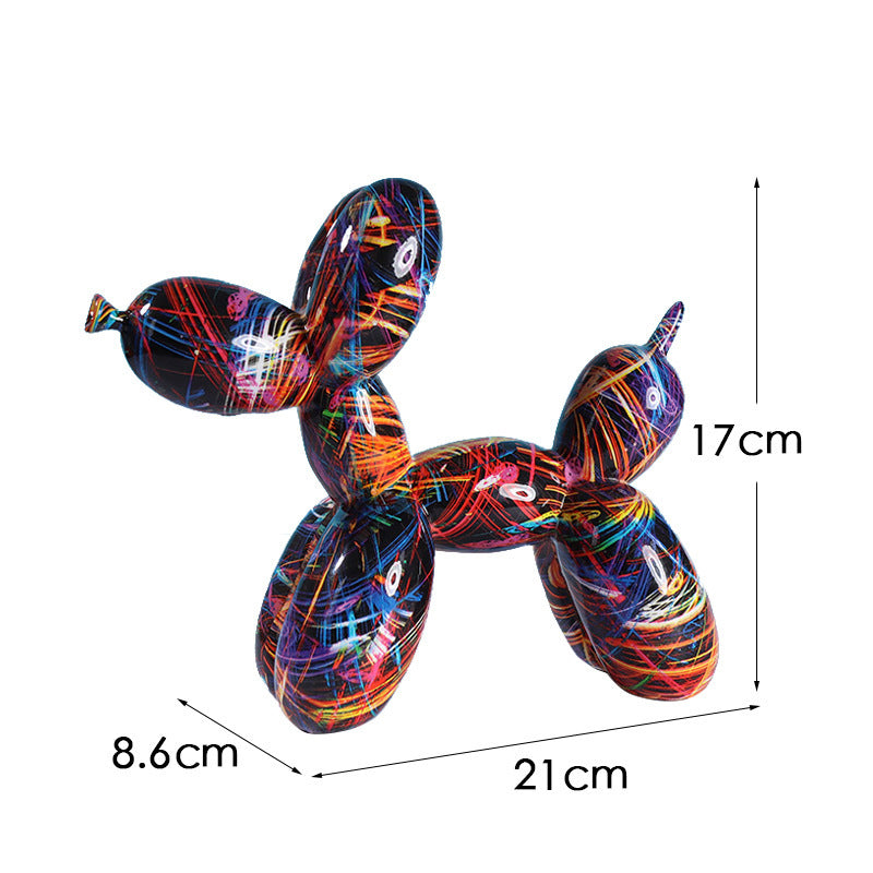 Black And White Plaid Balloon Dog Resin Ornament for Living Room Decor