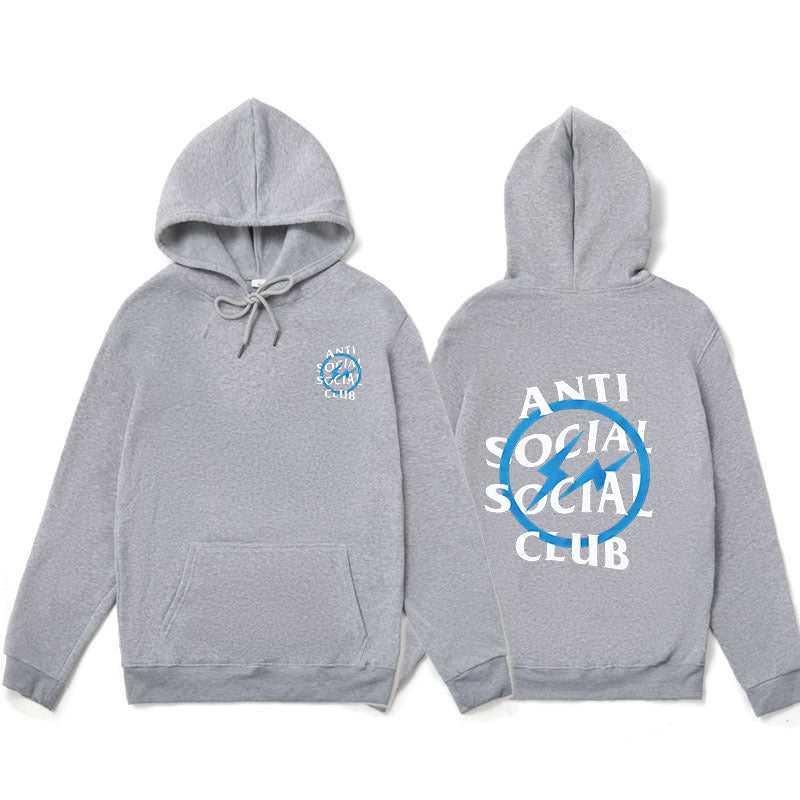Mens Anti Social Club Letter Print Long Sleeve Hooded Sweatshirt