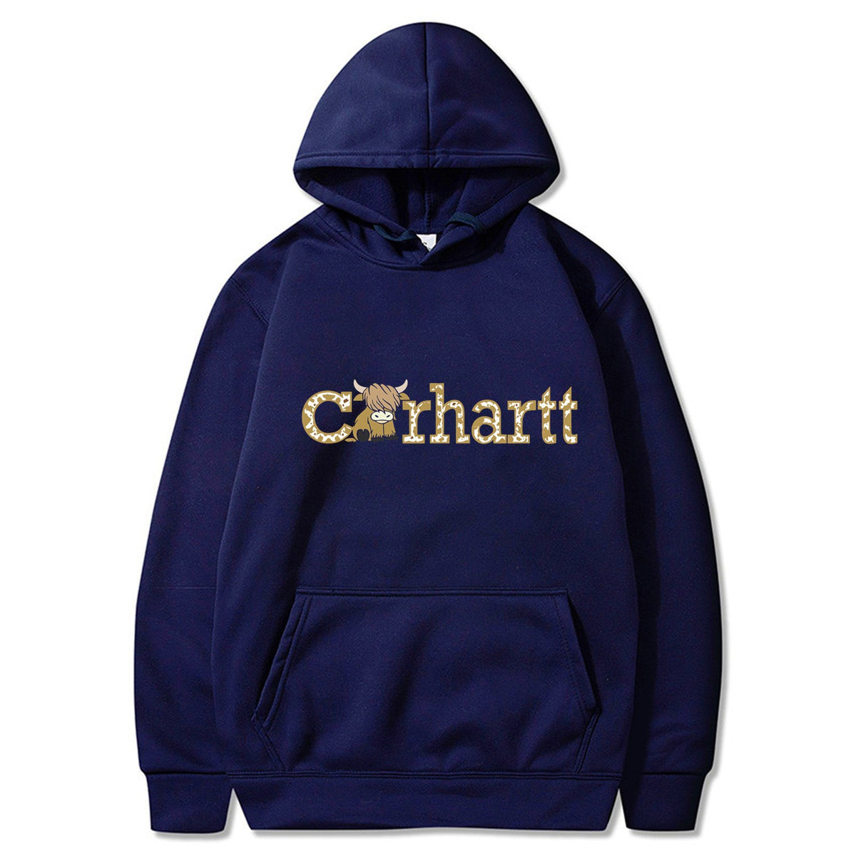 Womens Cow Print Carhartt Graphic Hoodie Long Sleeve Casual Pullover