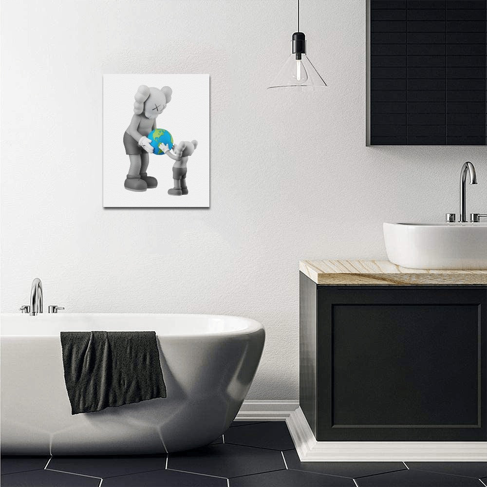 KAWS Framed Canvas Wall Art Print 16 x 20 Inch Cotton Canvas Display – Handmade Wood Frame