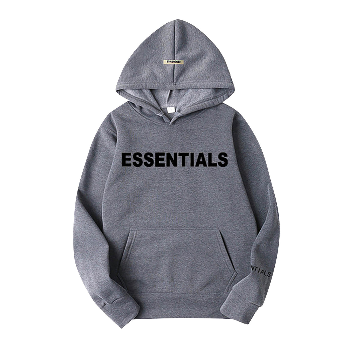 Essentials Letter Print Long Sleeve Hooded Pullover Sweatshirt Loose Fit