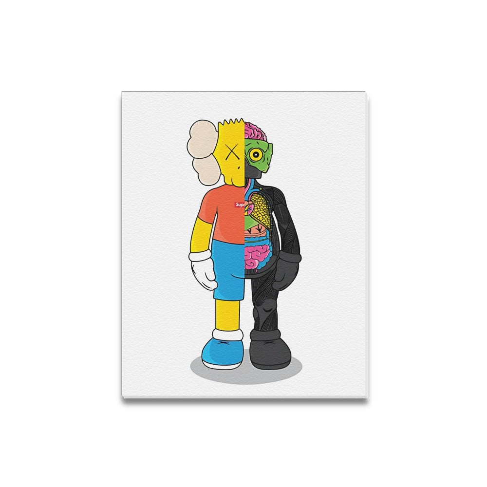 Simpsons KAWS Framed Canvas Wall Art Print 16 By 20 Inch Cotton Artwork