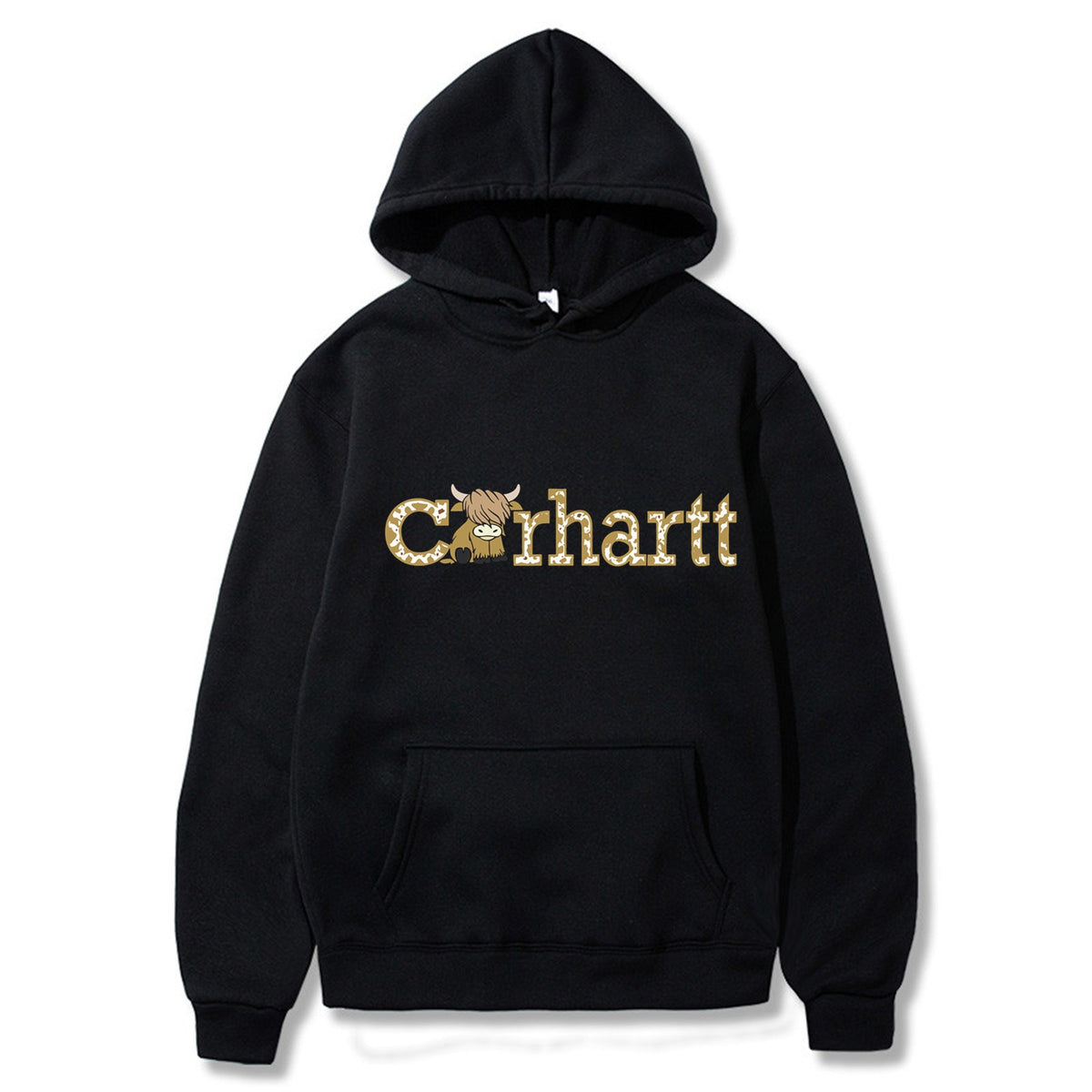 Womens Cow Print Carhartt Graphic Hoodie Long Sleeve Casual Pullover