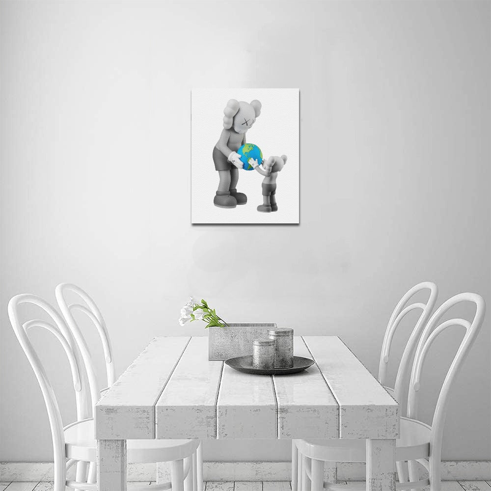 KAWS Framed Canvas Wall Art Print 16 x 20 Inch Cotton Canvas Display – Handmade Wood Frame