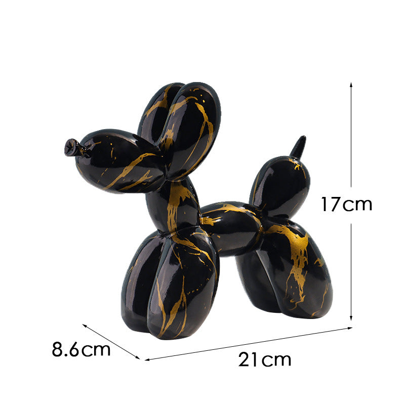 Black And White Plaid Balloon Dog Resin Ornament for Living Room Decor
