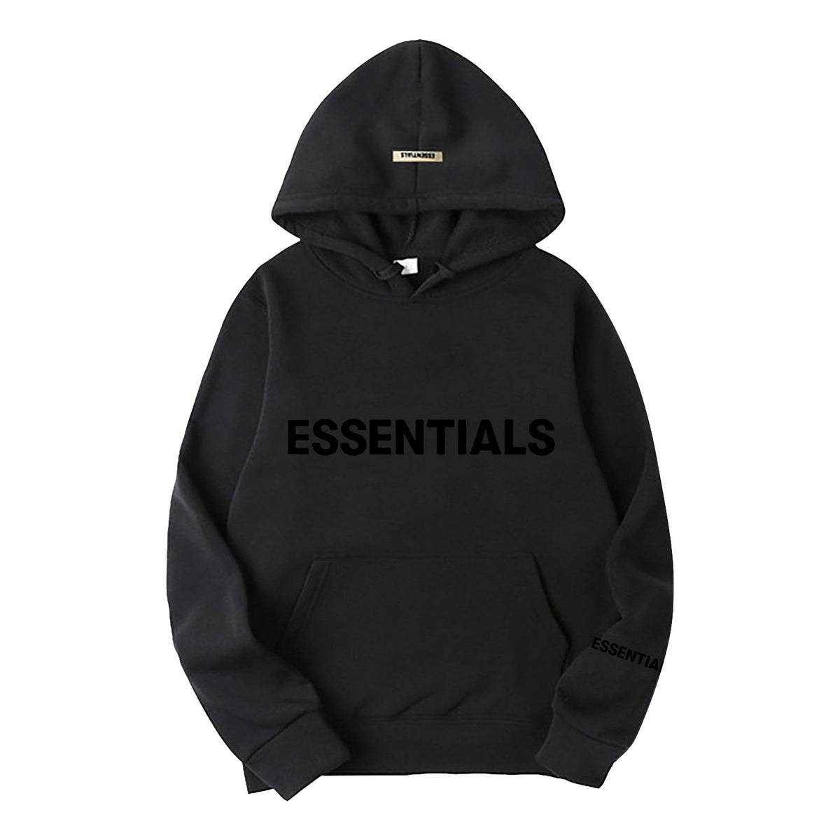 Essentials Letter Print Long Sleeve Hooded Pullover Sweatshirt Loose Fit