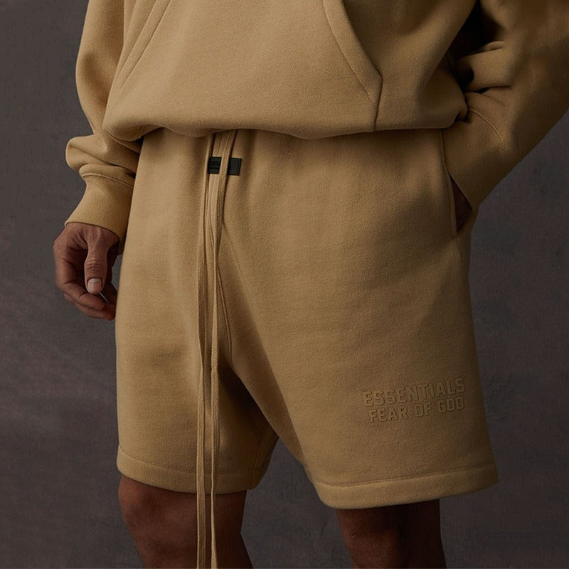 FOG Fear Of God Essentials Double Line Printed Loose Cotton Shorts For Men