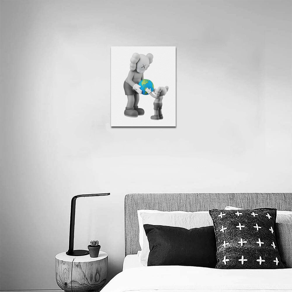 KAWS Framed Canvas Wall Art Print 16 x 20 Inch Cotton Canvas Display – Handmade Wood Frame