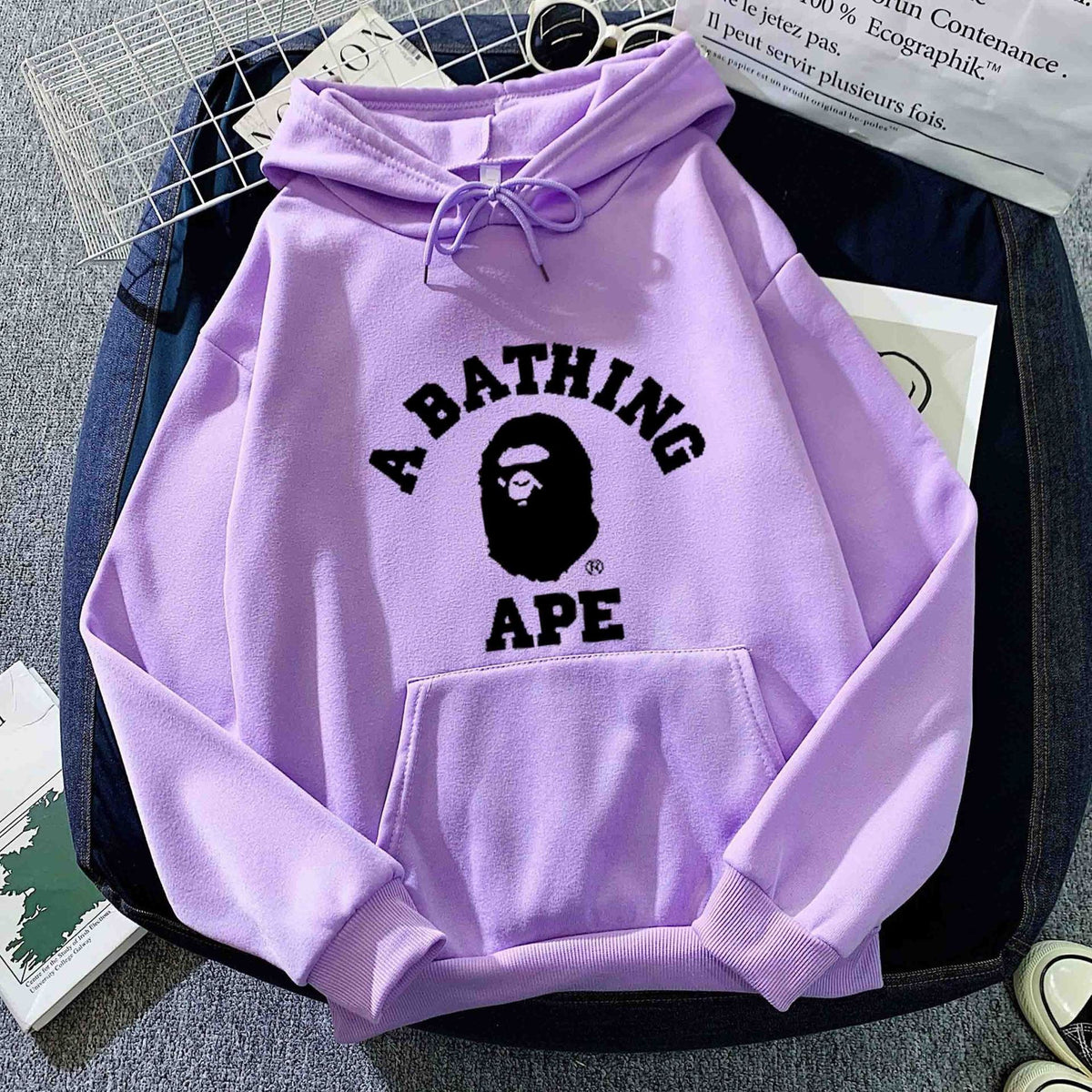 BAPE Letter Print Long Sleeve Hooded Sweatshirt For Unisex Casual Wear