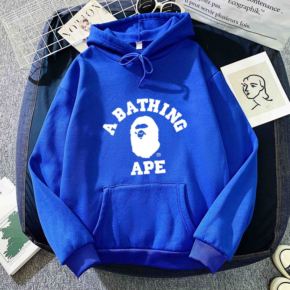 BAPE Letter Print Long Sleeve Hooded Sweatshirt For Unisex Casual Wear