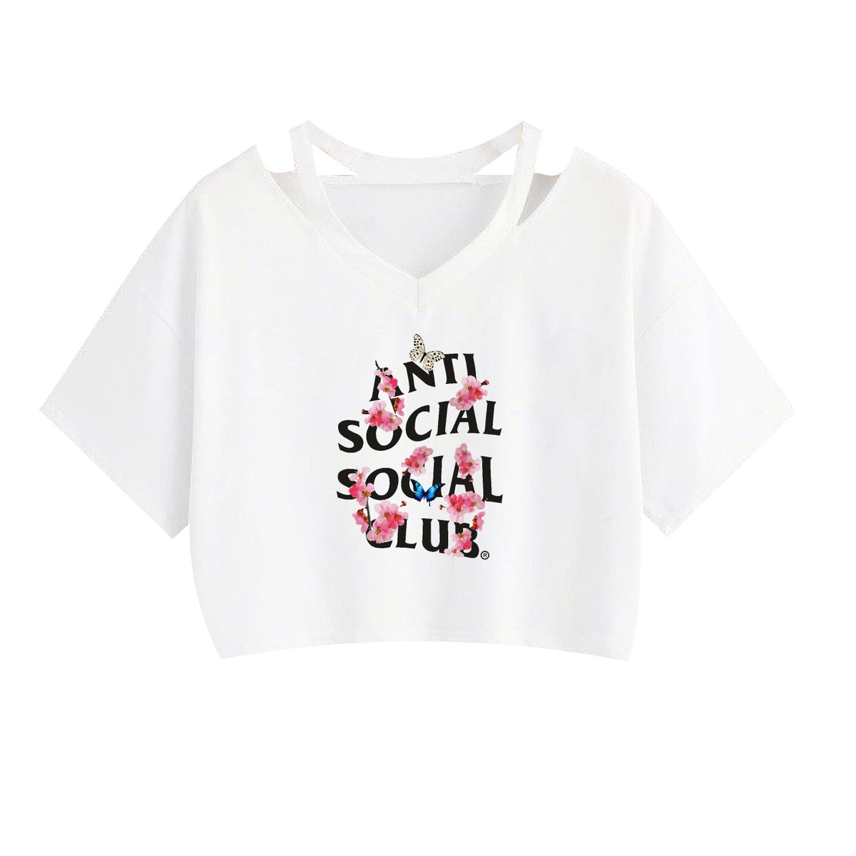 Womens Floral Print Cotton Strapless Crop Tank Top by ANTI SOCIAL SOCIAL CLUB