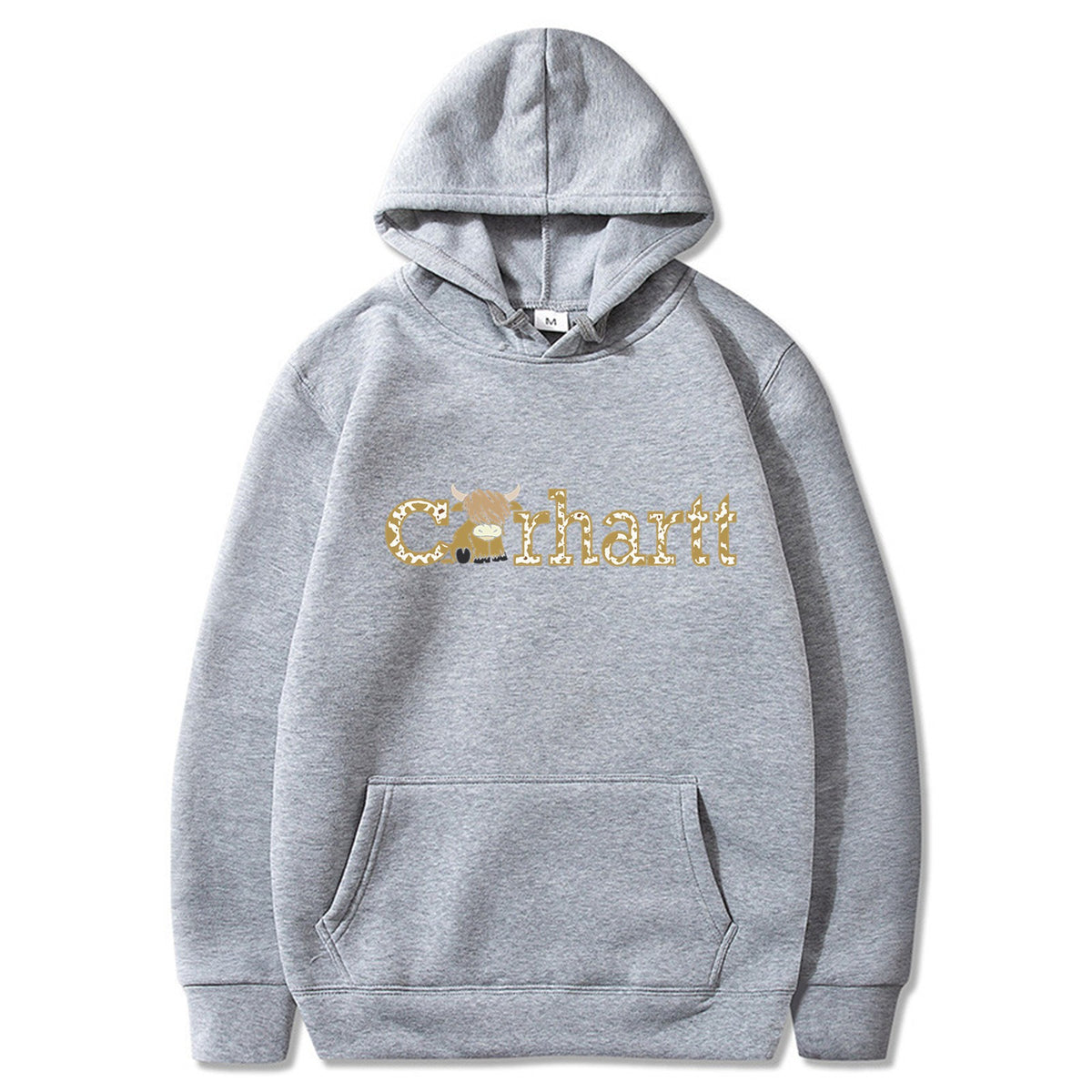 Womens Cow Print Carhartt Graphic Hoodie Long Sleeve Casual Pullover