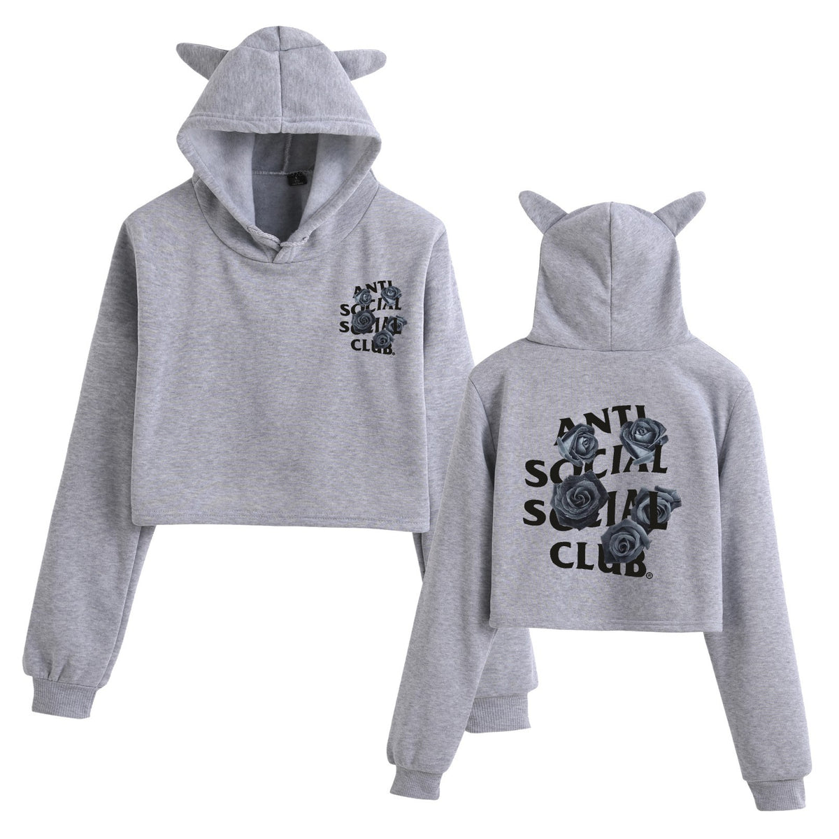 Floral Print Long Sleeve Hooded Crop Top Loose Fit Womens Sweatshirt
