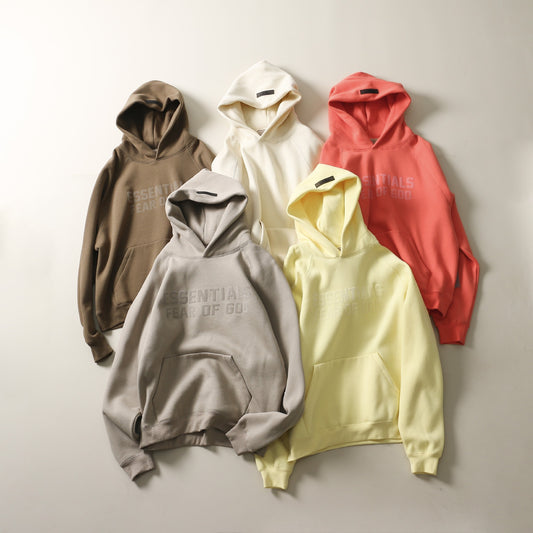 Fog Double Line Hooded Plush Cotton Pullover Sweatshirt for Winter